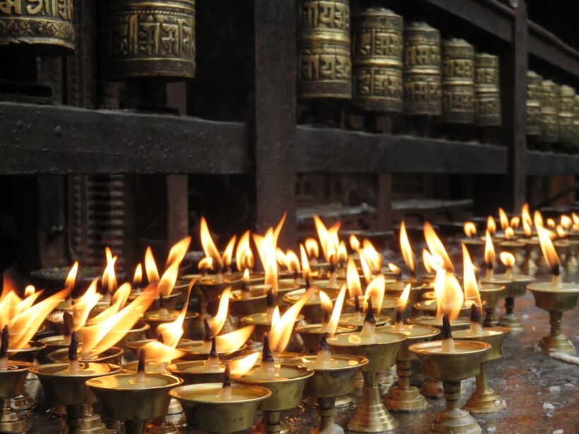 Candle Offerings at a Buddhist Temple